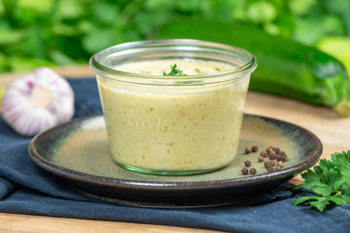 Velouté de courgettes, fromage de brebis